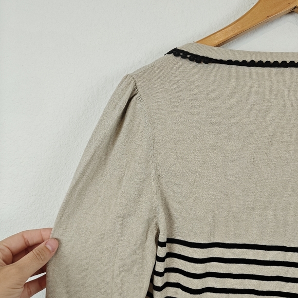 Weekend Max Mara Silk Blend Striped 3/4 Sleeve Light Weight Sweater Size XL - Picture 13 of 14